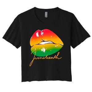 Juneteenth Lips Celebration Women's Crop Top Tee