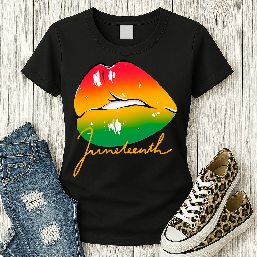 Juneteenth Lips Celebration Womens T-Shirt