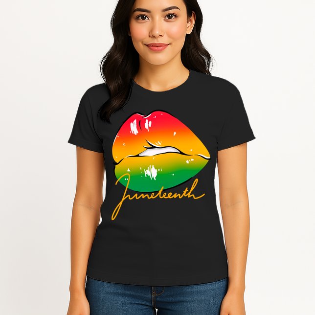Juneteenth Lips Celebration Womens T-Shirt