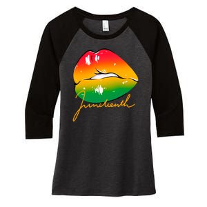 Juneteenth Lips Celebration Women's Tri-Blend 3/4-Sleeve Raglan Shirt