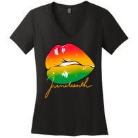 Juneteenth Lips Celebration Women's V-Neck T-Shirt