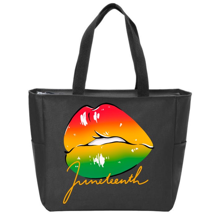 Juneteenth Lips Celebration Zip Tote Bag