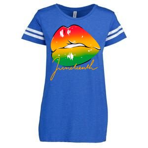 Juneteenth Lips Celebration Enza Ladies Jersey Football T-Shirt