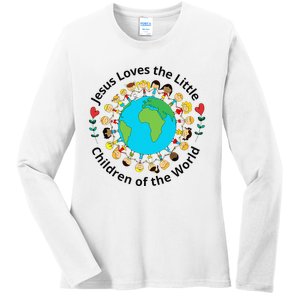 Jesus Loves Children Of World Christian Mother Teacher Ladies Long Sleeve Shirt