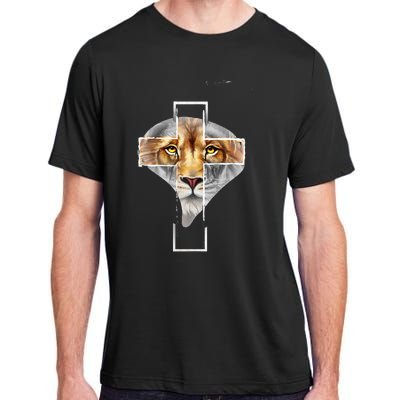 Judah Lion Cross Jesus Christ Religious Faith In God Adult ChromaSoft Performance T-Shirt