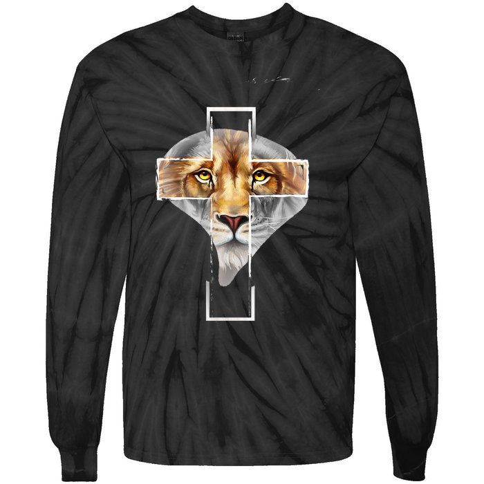 Judah Lion Cross Jesus Christ Religious Faith In God Tie-Dye Long Sleeve Shirt