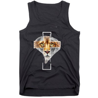 Judah Lion Cross Jesus Christ Religious Faith In God Tank Top