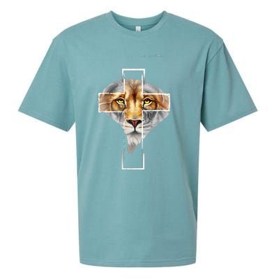 Judah Lion Cross Jesus Christ Religious Faith In God Sueded Cloud Jersey T-Shirt