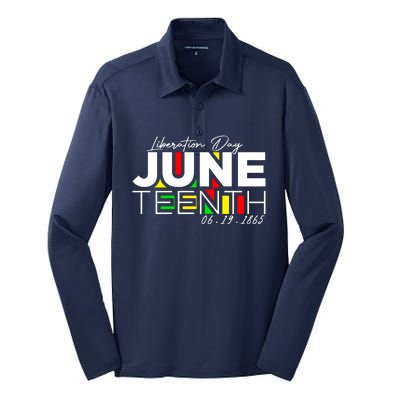 Juneteenth Liberation Day Since 1865 Silk Touch Performance Long Sleeve Polo