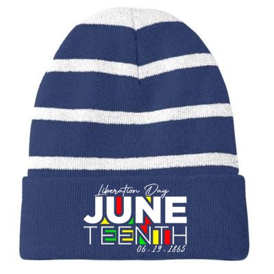 Juneteenth Liberation Day Since 1865 Striped Beanie with Solid Band