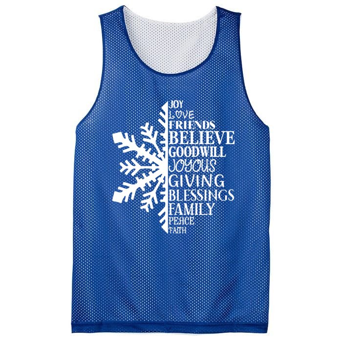 Joy Love Friends Blessings Family Peace Winter Snowflake Meaningful Gift Mesh Reversible Basketball Jersey Tank