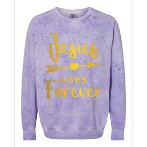 Jesus Lives Forever Christian Graphic Easter Colorblast Crewneck Sweatshirt