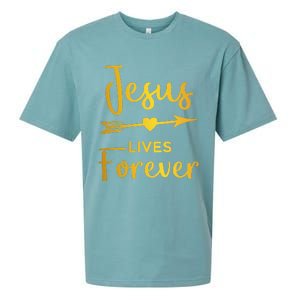 Jesus Lives Forever Christian Graphic Easter Sueded Cloud Jersey T-Shirt