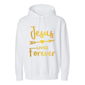 Jesus Lives Forever Christian Graphic Easter Garment-Dyed Fleece Hoodie