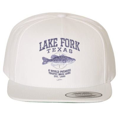 JCombs Lake Fork TX With Largemouth Bass Wool Snapback Cap