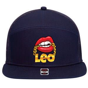 Juicy Lips Gold Chain Leo Zodiac Sign 7 Panel Mesh Trucker Snapback Hat