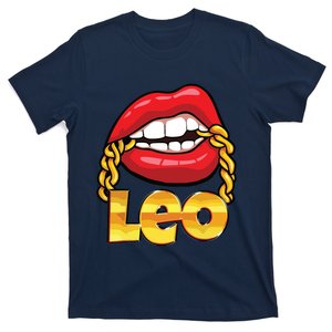 Juicy Lips Gold Chain Leo Zodiac Sign T-Shirt