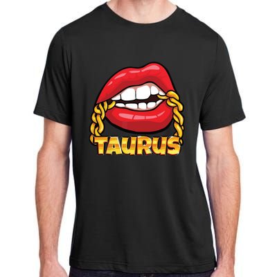 Juicy Lips Gold Chain Taurus Zodiac Sign Adult ChromaSoft Performance T-Shirt