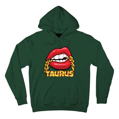 Juicy Lips Gold Chain Taurus Zodiac Sign Hoodie