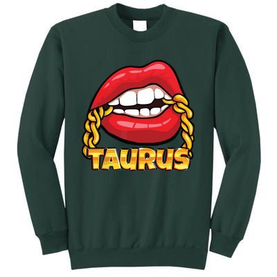 Juicy Lips Gold Chain Taurus Zodiac Sign Sweatshirt