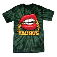 Juicy Lips Gold Chain Taurus Zodiac Sign Tie-Dye T-Shirt