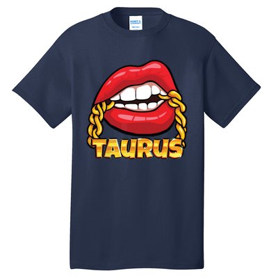 Juicy Lips Gold Chain Taurus Zodiac Sign Tall T-Shirt