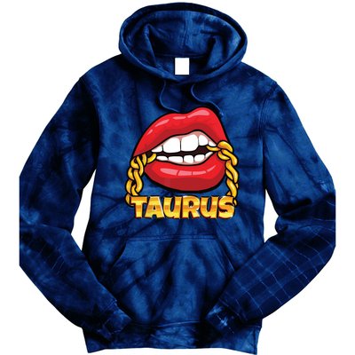 Juicy Lips Gold Chain Taurus Zodiac Sign Tie Dye Hoodie