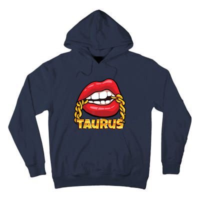 Juicy Lips Gold Chain Taurus Zodiac Sign Tall Hoodie