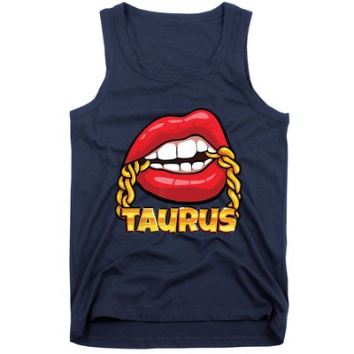 Juicy Lips Gold Chain Taurus Zodiac Sign Tank Top