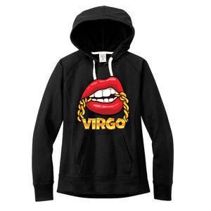 Juicy Lips Gold Chain Virgo Zodiac Sign Women's Fleece Hoodie