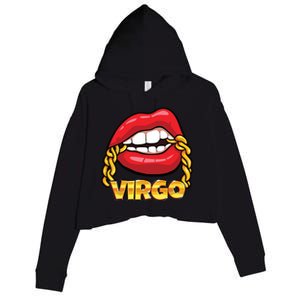 Juicy Lips Gold Chain Virgo Zodiac Sign Crop Fleece Hoodie