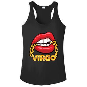 Juicy Lips Gold Chain Virgo Zodiac Sign Ladies PosiCharge Competitor Racerback Tank