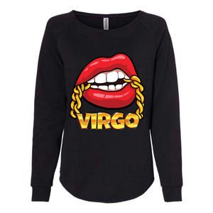 Juicy Lips Gold Chain Virgo Zodiac Sign Womens California Wash Sweatshirt