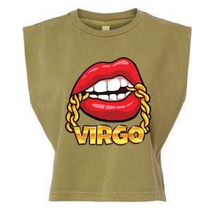 Juicy Lips Gold Chain Virgo Zodiac Sign Garment-Dyed Women's Muscle Tee