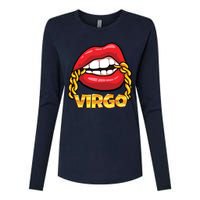 Juicy Lips Gold Chain Virgo Zodiac Sign Womens Cotton Relaxed Long Sleeve T-Shirt