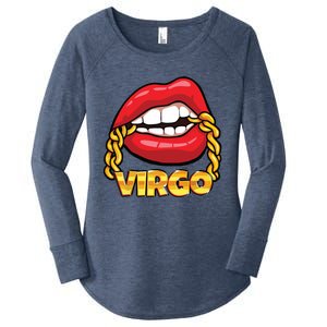 Juicy Lips Gold Chain Virgo Zodiac Sign Women's Perfect Tri Tunic Long Sleeve Shirt