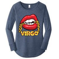 Juicy Lips Gold Chain Virgo Zodiac Sign Women's Perfect Tri Tunic Long Sleeve Shirt