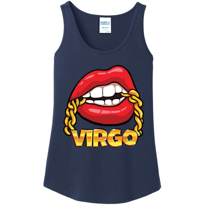 Juicy Lips Gold Chain Virgo Zodiac Sign Ladies Essential Tank