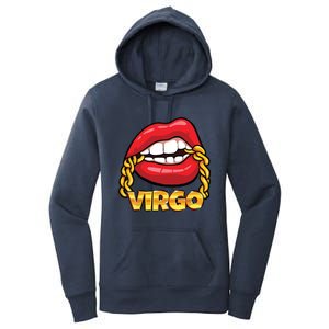 Juicy Lips Gold Chain Virgo Zodiac Sign Women's Pullover Hoodie