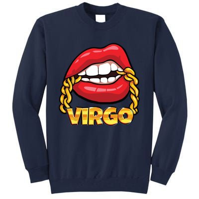 Juicy Lips Gold Chain Virgo Zodiac Sign Tall Sweatshirt