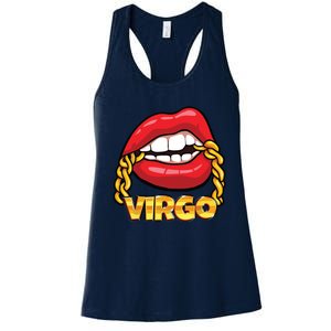 Juicy Lips Gold Chain Virgo Zodiac Sign Women's Racerback Tank