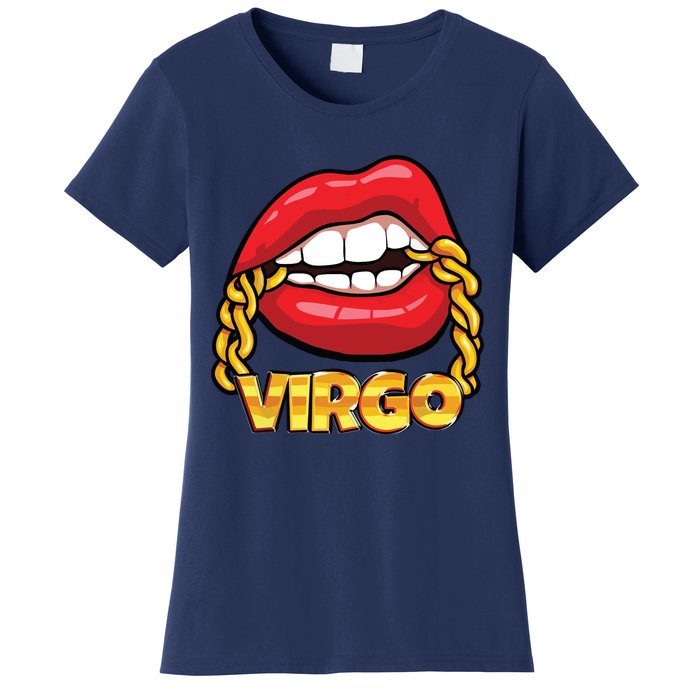 Juicy Lips Gold Chain Virgo Zodiac Sign Women's T-Shirt