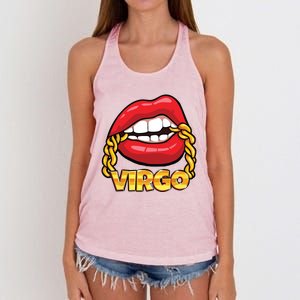 Juicy Lips Gold Chain Virgo Zodiac Sign Women's Knotted Racerback Tank