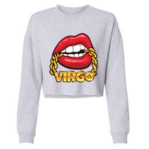 Juicy Lips Gold Chain Virgo Zodiac Sign Cropped Pullover Crew