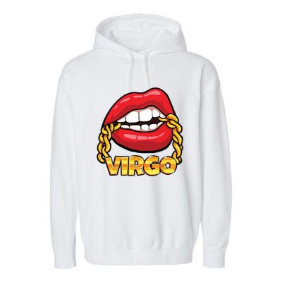 Juicy Lips Gold Chain Virgo Zodiac Sign Garment-Dyed Fleece Hoodie