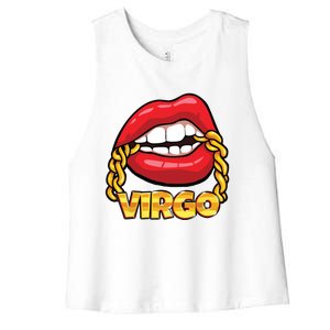 Juicy Lips Gold Chain Virgo Zodiac Sign Women's Racerback Cropped Tank