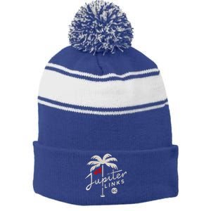 Jupiter Links Golf Club Stripe Pom Pom Beanie