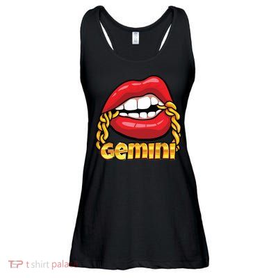 Juicy Lips Gold Chain Gemini Zodiac Sign Ladies Essential Flowy Tank