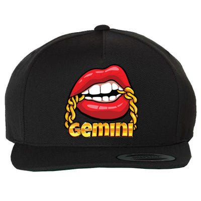 Juicy Lips Gold Chain Gemini Zodiac Sign Wool Snapback Cap