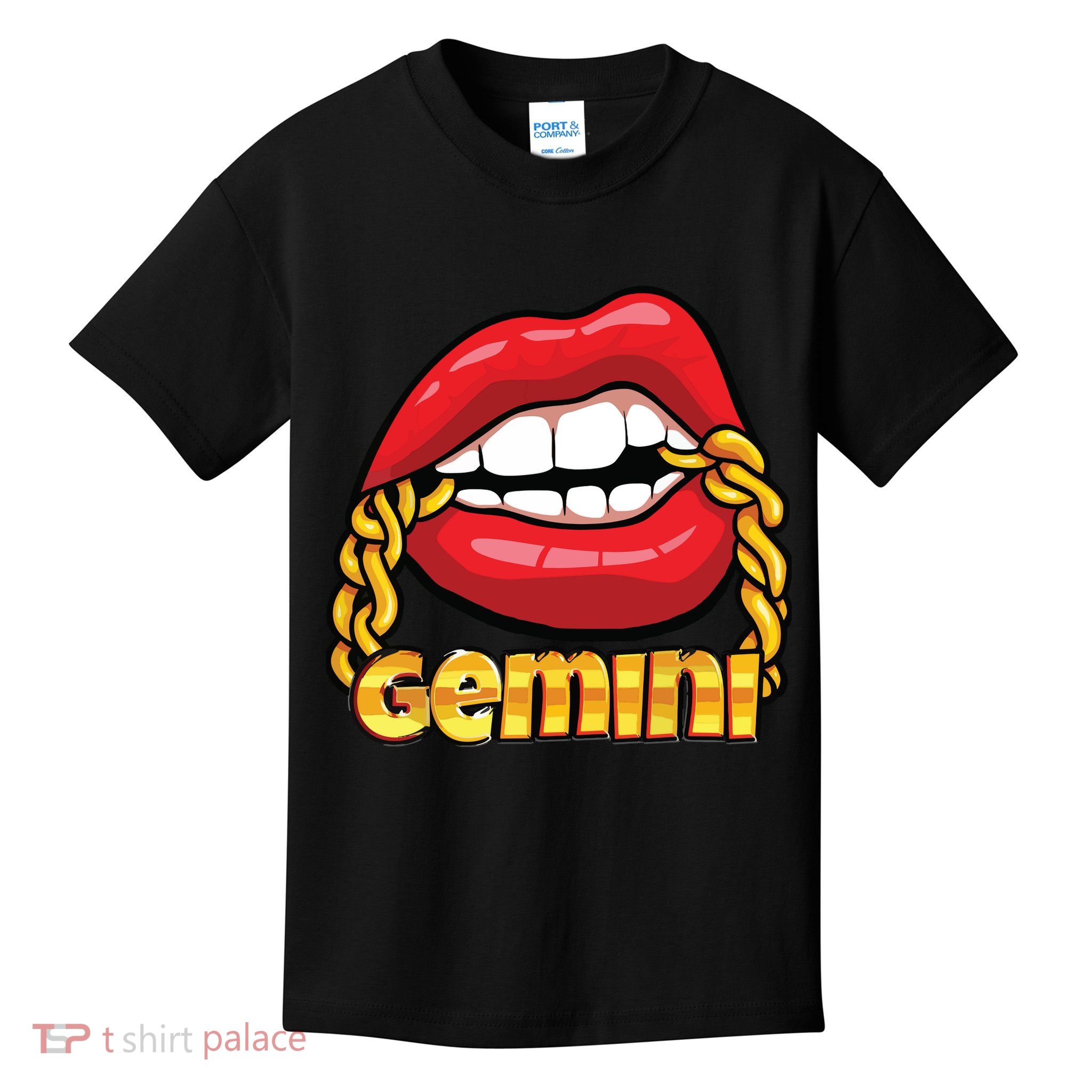 Juicy Lips Gold Chain Gemini Zodiac Sign Kids T-Shirt